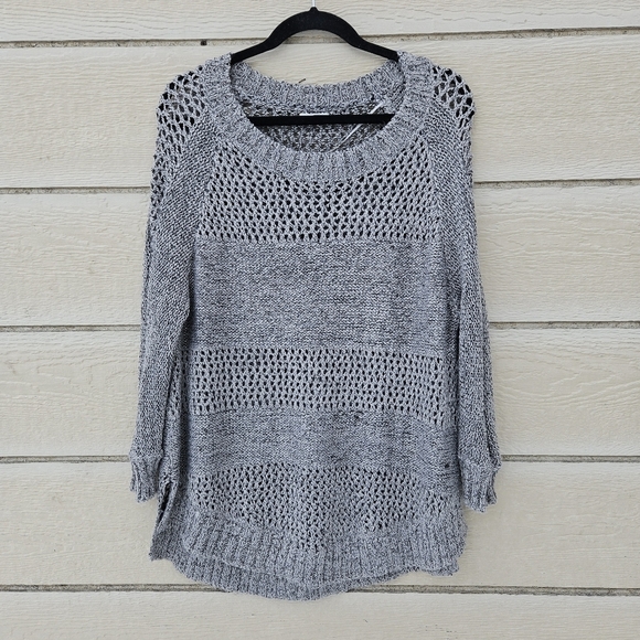 Gentle Fawn gray relaxed fit open knit sweater small - Picture 1 of 6
